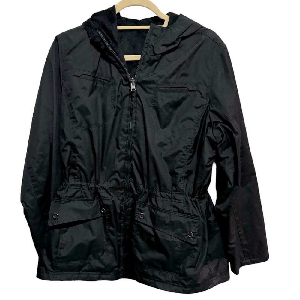 Van Heusen - Reversible jacket- black polyester and black faux fur - Size L
